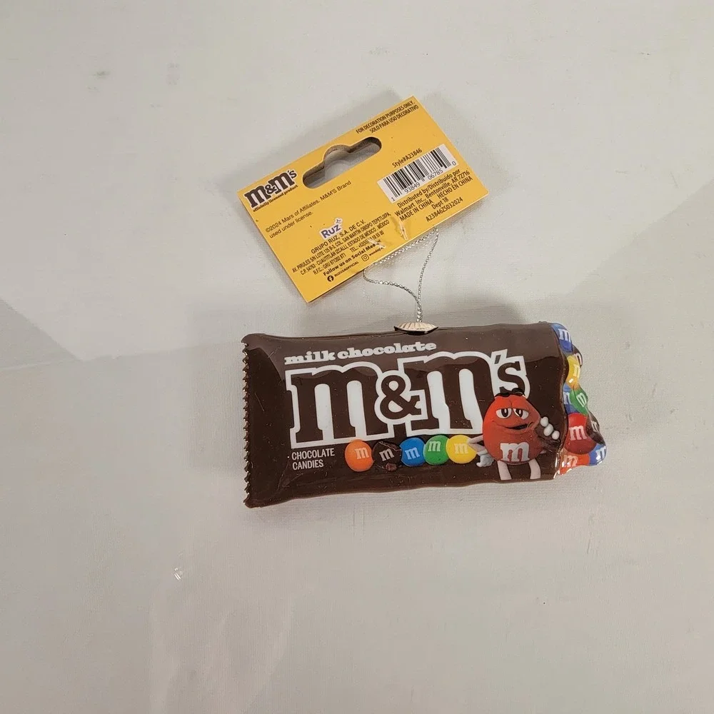 M&M's Milk Chocolate‎ Candies Bag Faux Food Christmas Plastic Ornament 4